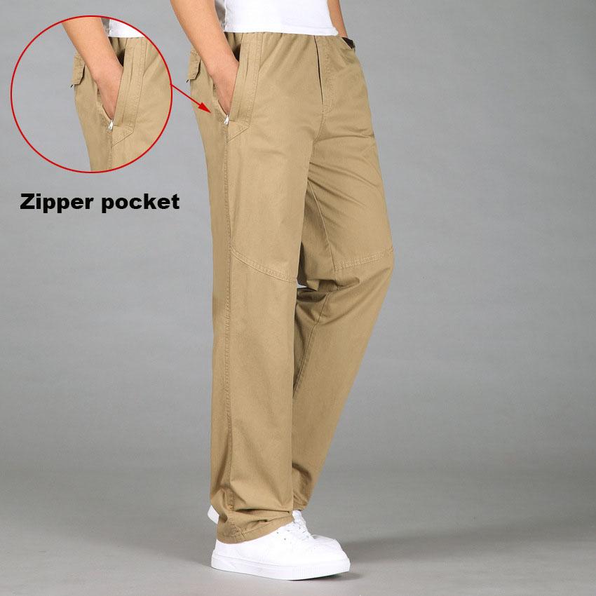 Nové letní pánské bavlněné ležérní kalhoty overaly velké velikosti pánské prodyšné pohodlné savce potu jednobarevné obchodní rovné kalhoty