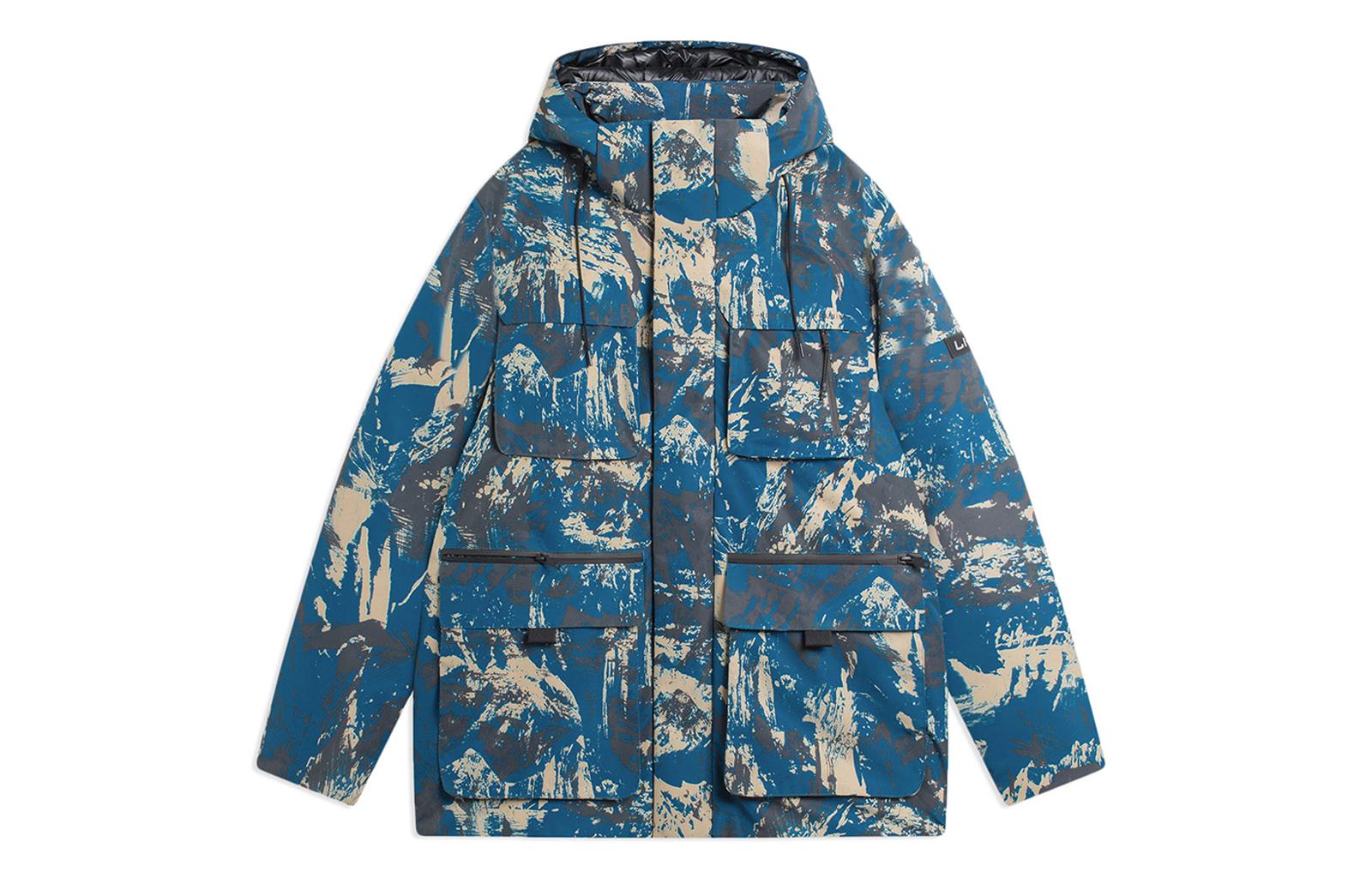 Li Ning Training Series Down Jacket Winter Men s Lapis Lazuli All Over Print AYMS311-4 L