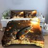 Fishing Theme Decorative Set Canvas Soft Comfortable Duvet Cover Bedding Set Included 1*Duvet Cover & 2*Pillowcases, Gift