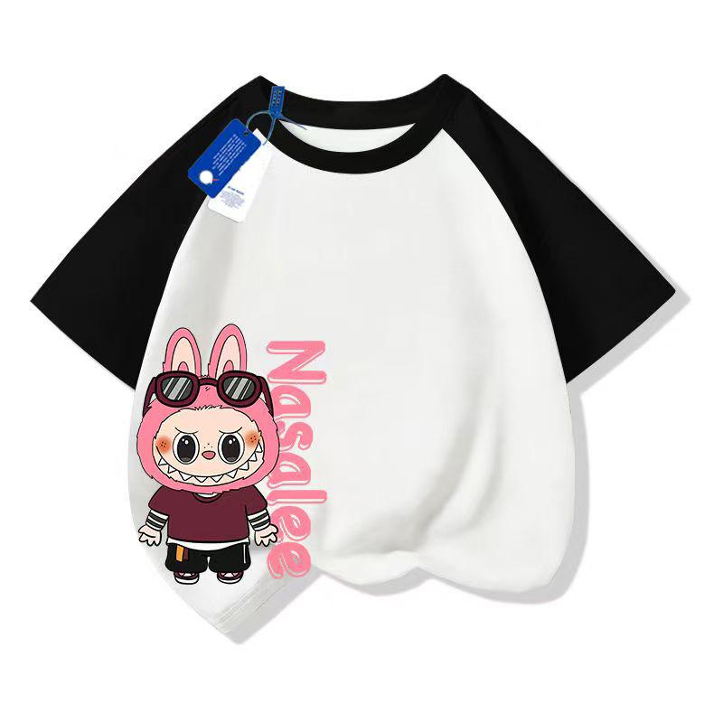 Hot LABUBU Cartoon Anime Print Girl Boy T-Shirt Kids T-Shirt Summer Short Sleeve Tee Child Tops
