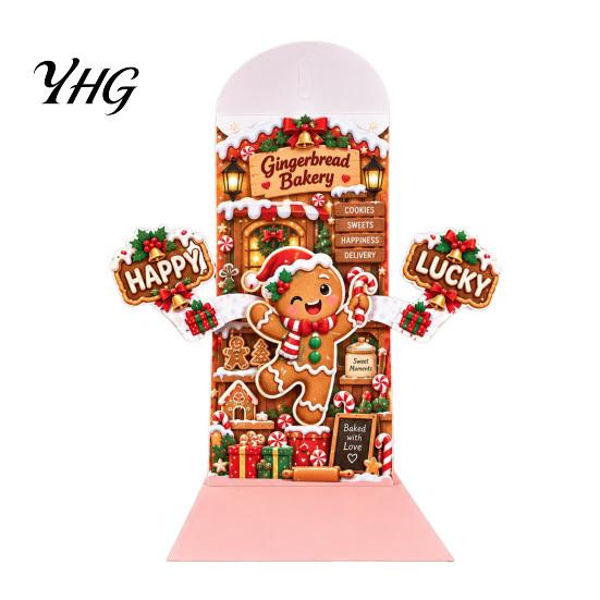 Retro Style Christmas Cards 3D Pop Up Card, Money Gift Card Holder with Handwritten Holiday Blessing Cash Slot, Hummingbird Santa Reindeer Design,