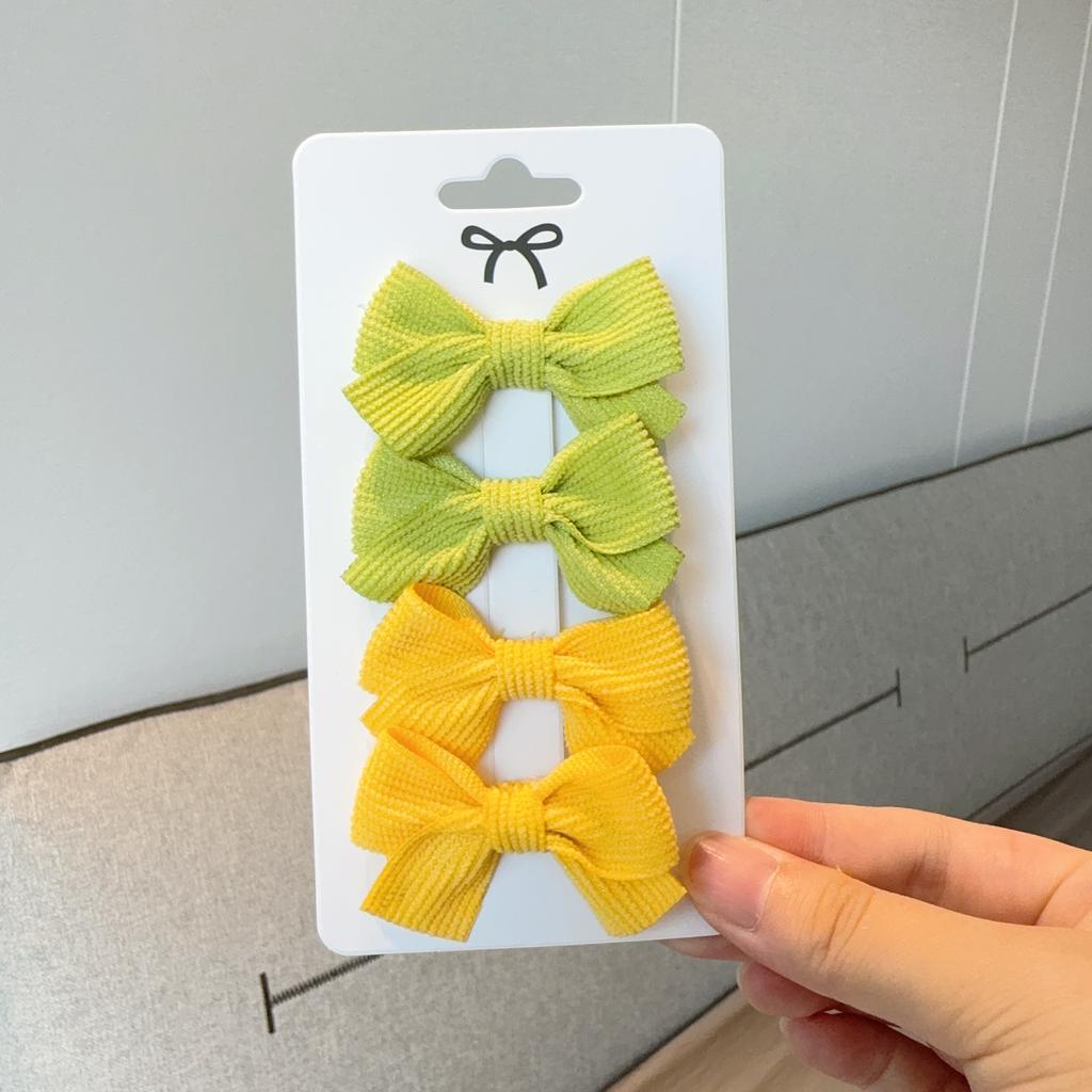4Pcs Baby Bows Hair Clip For Kids Girls Solid Color Hairpins Barrettes Handmade Headwear Hair Accessories 2.1Inches