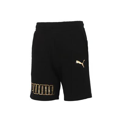 Goldener Logo-Print Sportstrickshorts Herren Unterteile Schwarz 847590-51
