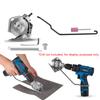 Conversion tool from electric drill to fabric cutter, highly  , polished blades for gentle shearing, with special positioning slot design for ceil