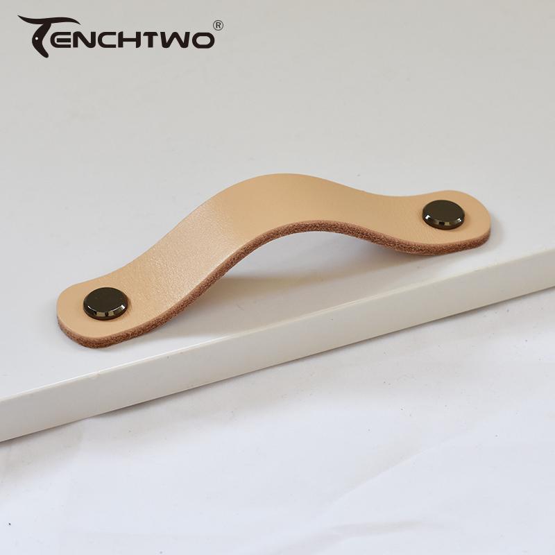Nordic cowhide wardrobe drawer door leather handle kitchen cabinet bedroom study handle furniture children handlehandle