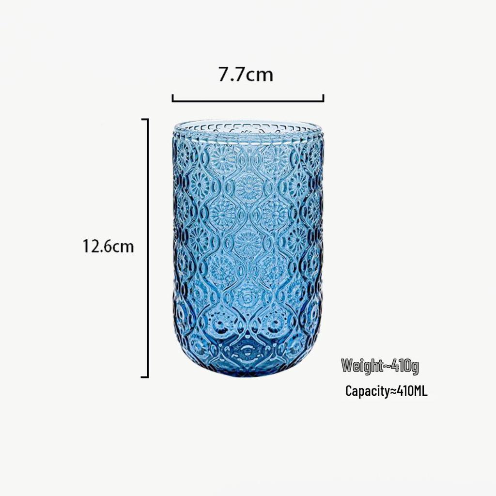 Retro skleněný pohár v lehkém luxusním stylu: Univerzální pro vodu, ústní vodu, džus, mléko, pivo a whisky - Zesílený design