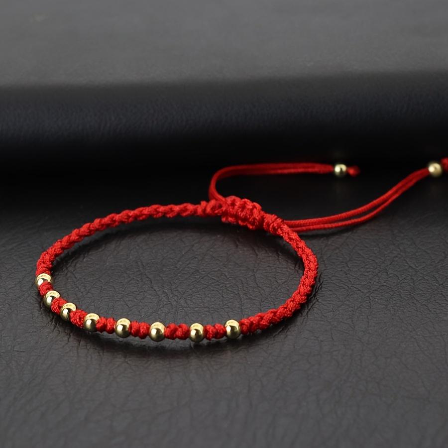 Fashion Woven Gold Bead Bracelet, Adjustable Beaded Lucky Charm Couple Bracelet