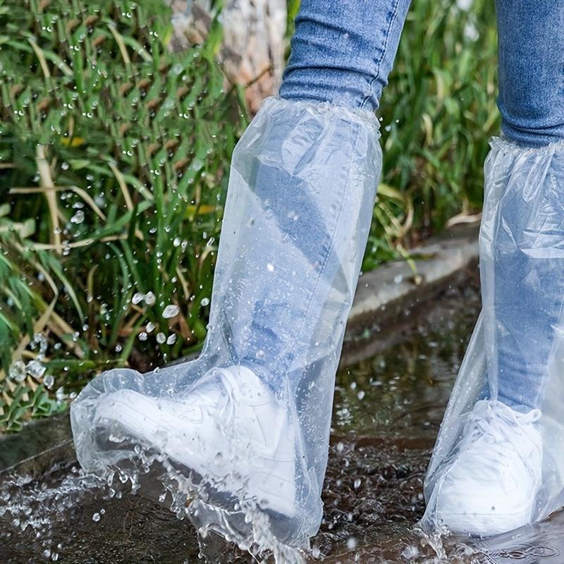 

Дождевые одноразовые бахилы, прозрачные пластиковые уличные толстые износостойкие водонепроницаемые изоляционные чехлы для ног 1 pair белый