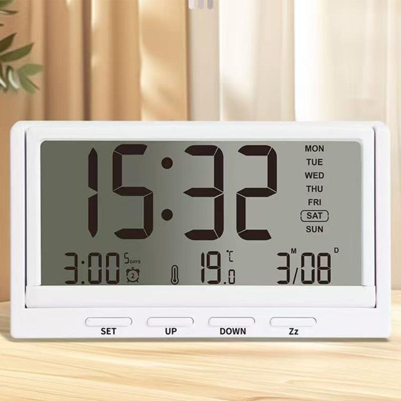 Digital Alarm Clock Foldable Design Quiets Operations Temperature Date Display LCD Transparent Screen For Home Office