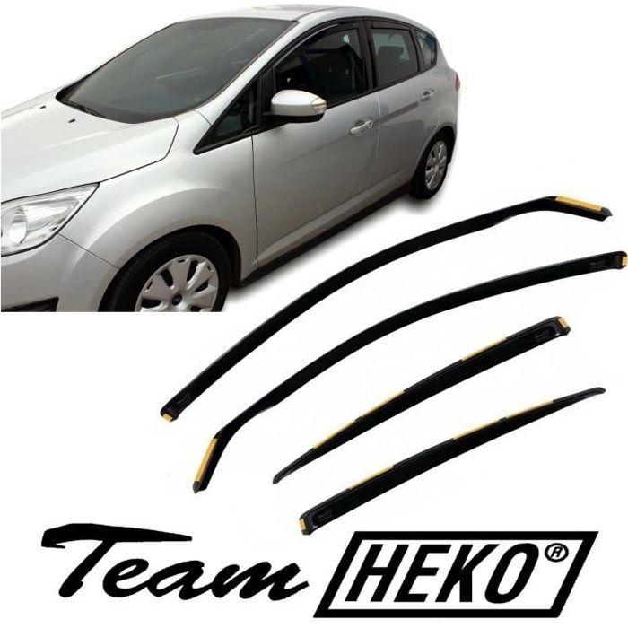 Déflecteurs d'air - J&J AUTOMOTIVE - Heko - Fumé - Pour Ford C-Max 2011-2019 - Installation facile