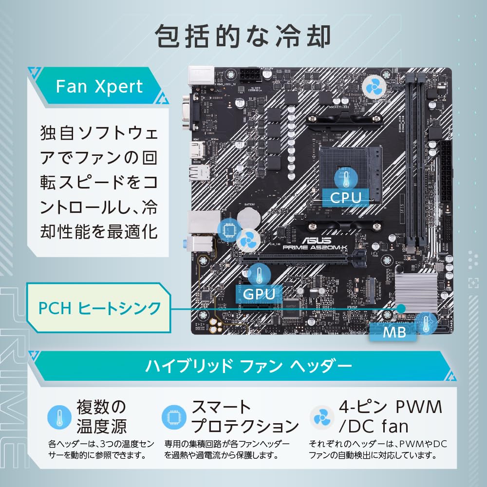 [Amazon.co.jp Exclusive] ASUS PRIME A520M-K AMD Ryzen 5000 Series AM4 Compatible A520 Chipset mATX Motherboard / Authorized Japanese Distributor