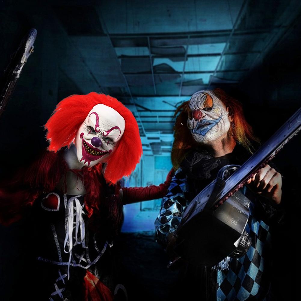 Halloween Mask Horror Latex Clown Face Cover Halloween Cosplay Party Adult Demon Props Headgear Scary Smiling Face Cover