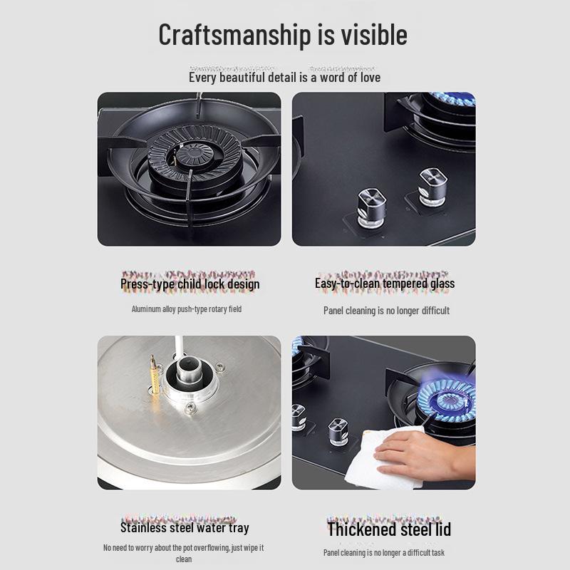 Dual-Burner Natural Gas Stove with Internal Rotation & High Firepower