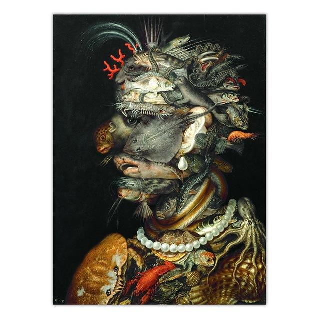 Italy Giuseppe Arcimboldo Works Poster Nordic Style Abstract Canvas Painting Wall Art Pictures Print Living Room Home Decoration