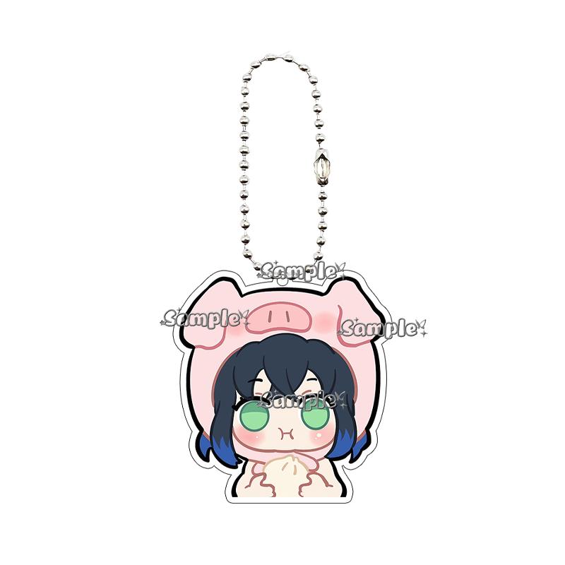 Q Version Anime Acrylic Agatsuma Zenitsu Tsuyuri Kanawo Kochou Tanjiro Nezuko Cartoon Kawaii Keychain Pendant Decor Fans Gifts