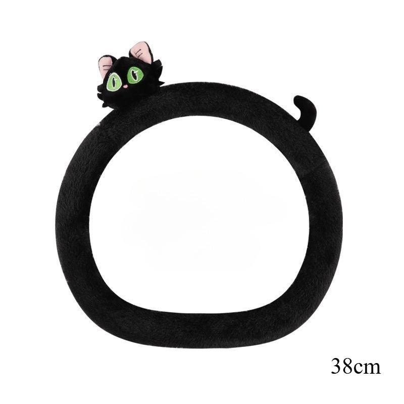Cute Black Cat White Cat Plush Car Steering Wheel Cover Anti-Slip Sweat Absorbing Universal Car Steering Wheel Handle