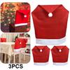 3Pcs Christmas Dining Chair Cover Santa Claus Hat Chair Slipcover for Xmas Home Decor