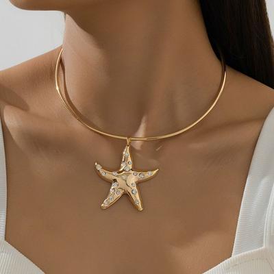 Accessories Fashion Personality Diamond Starfish Collar Women's Holiday Style Necklace Bohemian Style Collar