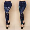 Kvinners Sexy Hollow Cut Elastiske Bukser Blomsterprint Skinny Jeans Denim Leggings