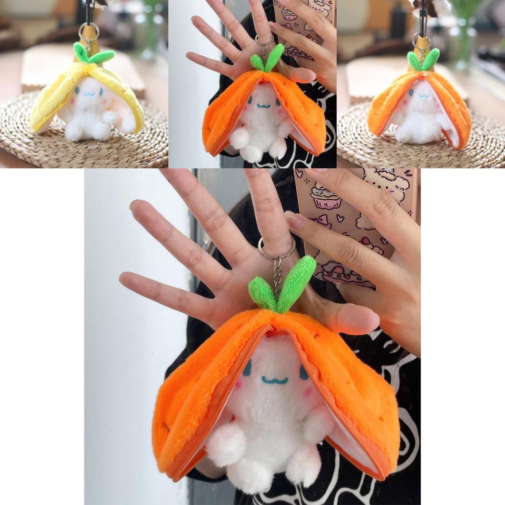 Adorable Fruity Rabbit Plush Keychain Cute Pineapple Grape Strawberry Carrot Dolls