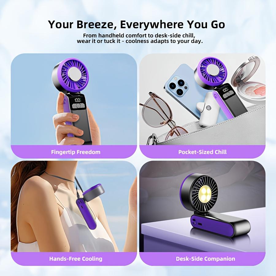 2026 Cute Mini Fan Foldable Handheld Fan Lightweight Handy Fan Pocket Size Low Noise Small Electric Fan Student Gift Outdoor Fan
