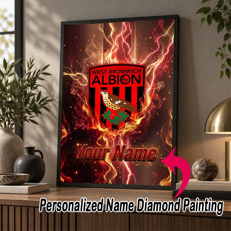 Custom Name West Bromwich Albion FC 5D Diamond Painting Personalized Full Drill Diamond Art Kit Gift