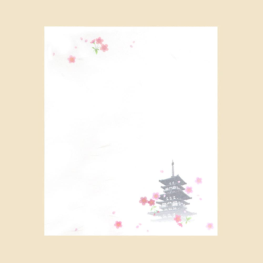 Kamiiso Sansho Hergestellt in Japan Kimono Beauty Kaishi Papier-Set mit 3 Stück Doppelkirsche und Etui, (Fünfstöckige Pagode, Blüten, Maiko)