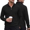 Men's American Twill Texture Half Zip Stand Collar Long Sleeve Pullover Sweatshirt Big & Tall Casual Top