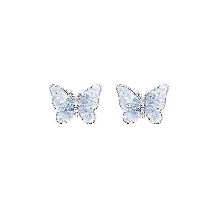 Blue Gradient Crystal Butterfly Earrings in S925 Silver