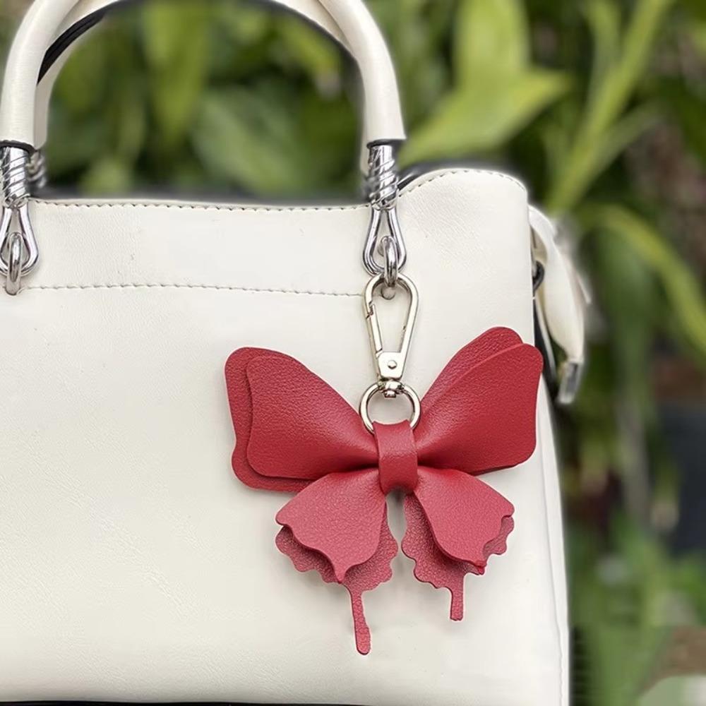 Retro Colorful Butterfly Pendant Keychains Leather Exquisit Backpack Decoration Accessories Personalized Bag Pendant