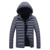 Rib Clothing Cotton Jacket Men's New Winter Solid Color Removable Hat Casual Trend Thickened Top Jacket Men