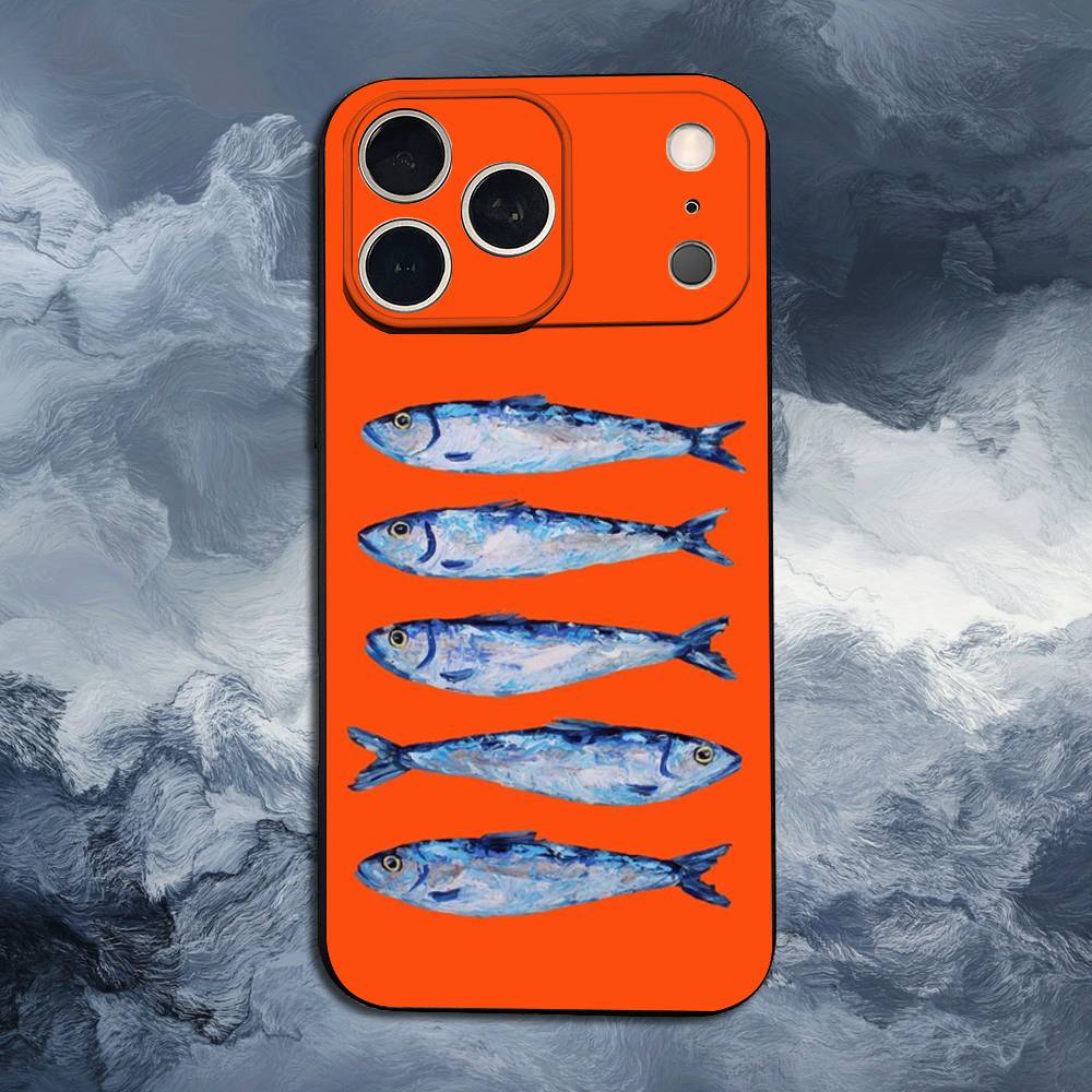 

Чехол-кейс Сардины Океан для iPhone 11,12,15,14,13,16,17,Plus,Pro Max,XS,X,XR,SE,Mini,8,7,Мягкий Силикон Черный iPhone17