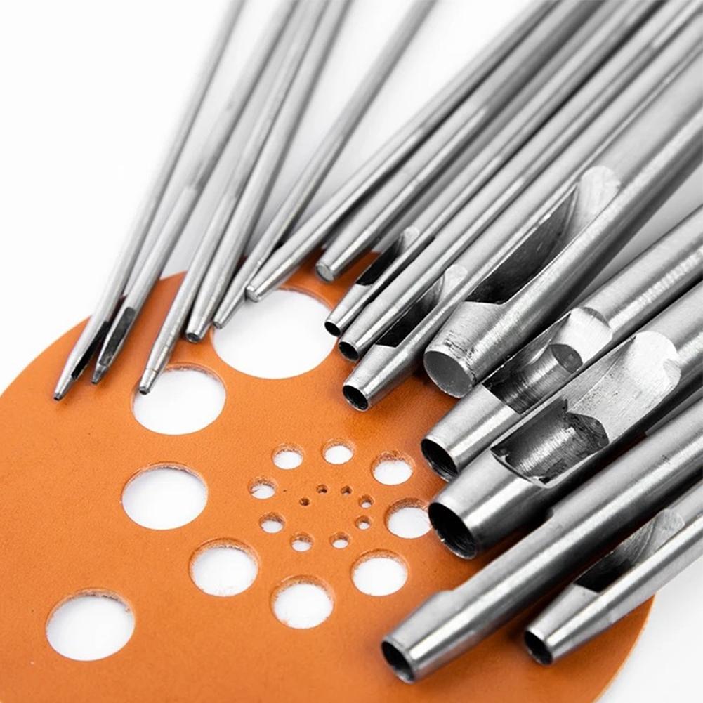 6pcs 1-5mm Leather Hole Punching Tools Steel Hollow Round Hole Puncher Round Cutters For Watch Bands Belts Paper Leather Craft Tools