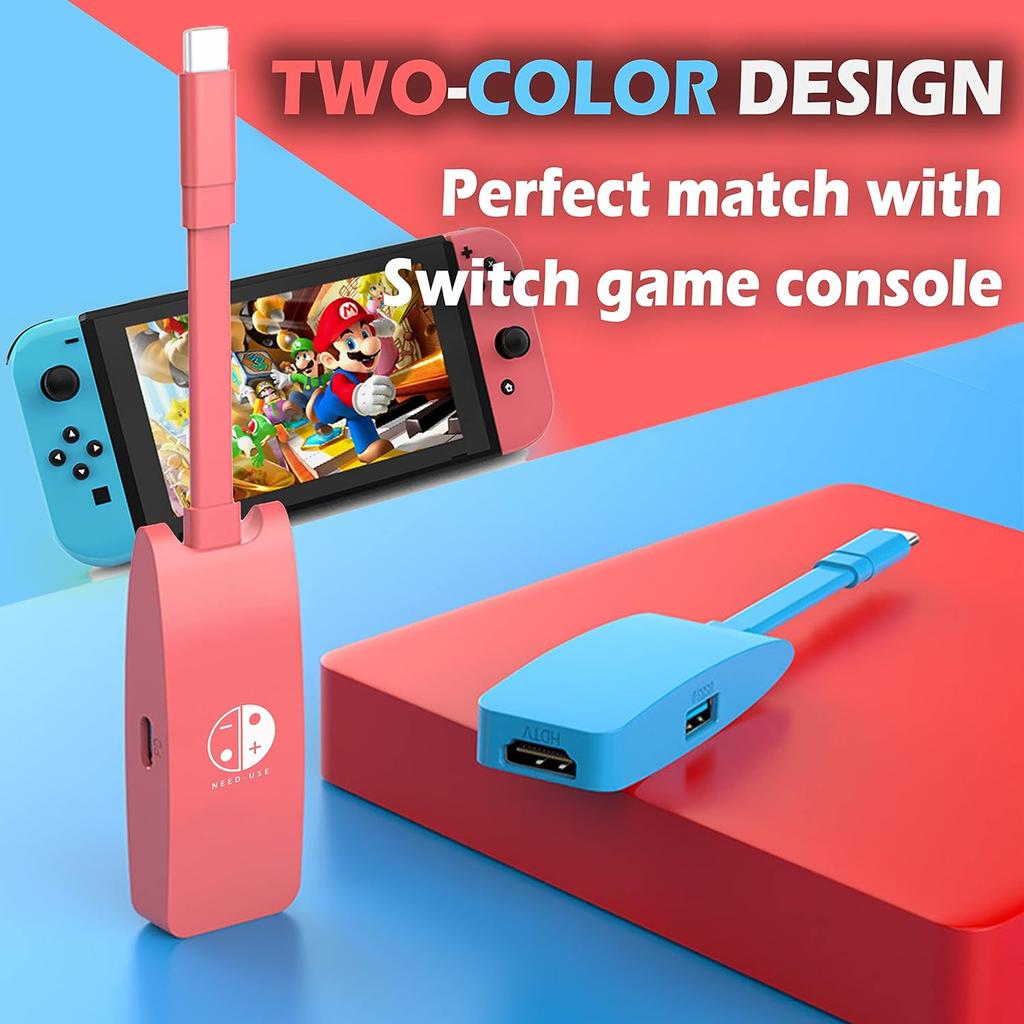 Switch HDMI Dock Adapter Compatible with Nintendo Switch/Switch OLED, Mini Portable USB-C to 4K HDMI USB Port TV Dock Charging Docking Station Base