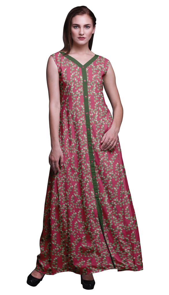 Bimba Black Floral Printed Women Designer Mandarin Collar Anarkali Dress Indian Ethnic Kurta