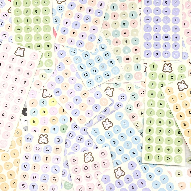 36Sheets Cute Colorful Number Letter Stickers Diy Stick Label Notebook Water Cup Decorative Journal Material Stickers