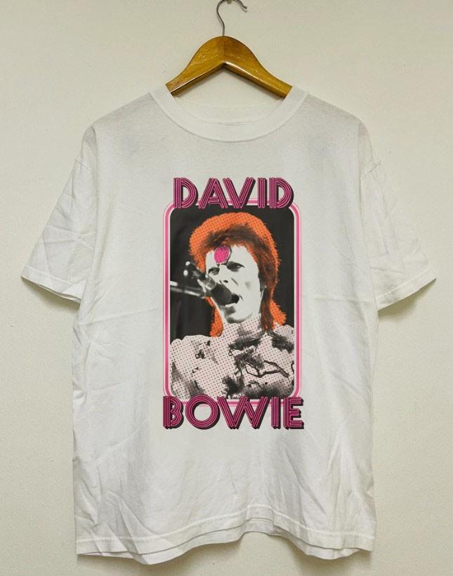 David Bowie vtg classic cotton white t-shirt QT7906