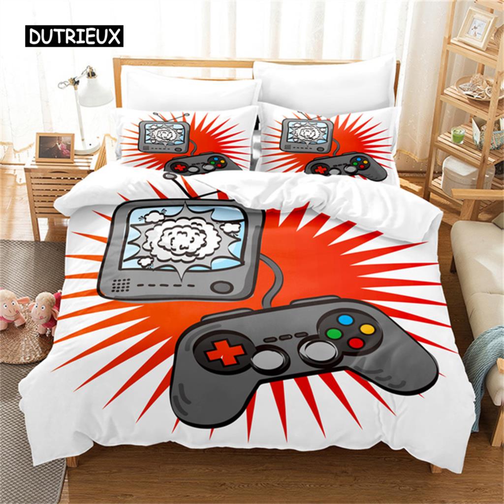 Games Duvet Cover Kids Gamepad Bedding Microfiber Video Game Controller Comforter Cover Twin Full for Teen Girl Boy Bedroom