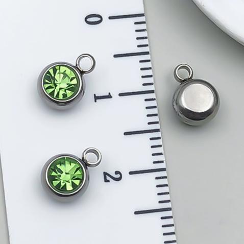12pcs Mix Birthday Pendant Round Stainless Steel Rhinestone Charms For Jewelry Making Supplies DIY Necklace Bracelets Materials