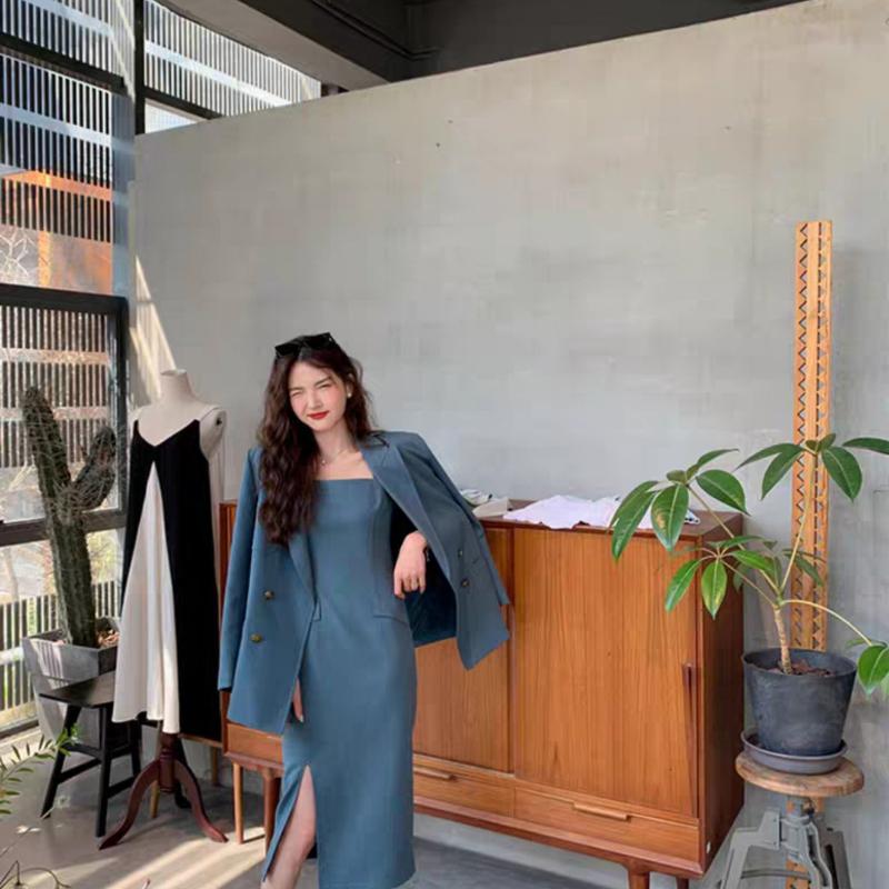 Two Piece Women Outfit with A High Professional Wear and Temperament Goddess Fan Suit