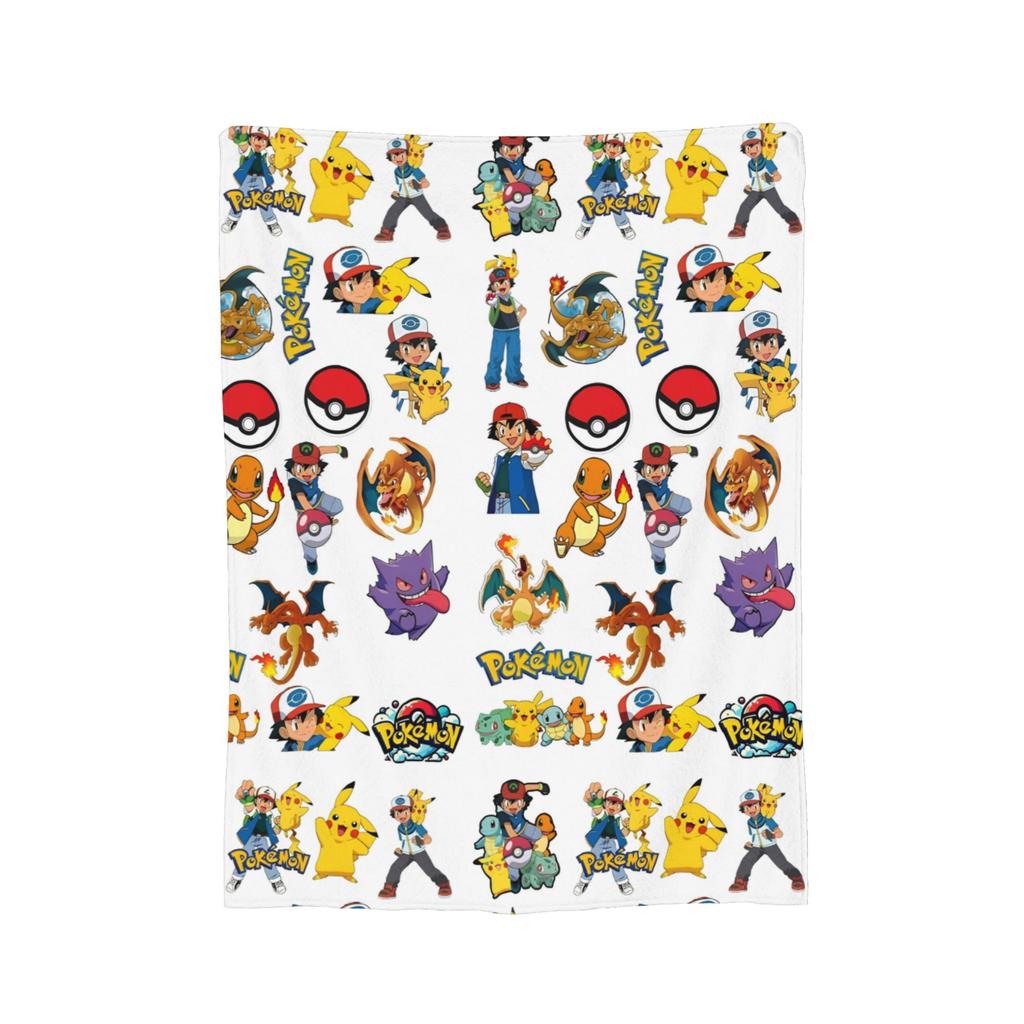 Pokemoned Anime Cartoon Flannel Blanket  Awesome Throw Blankets for  Sofa Bedding Lounge 150*125cm Bedspread,