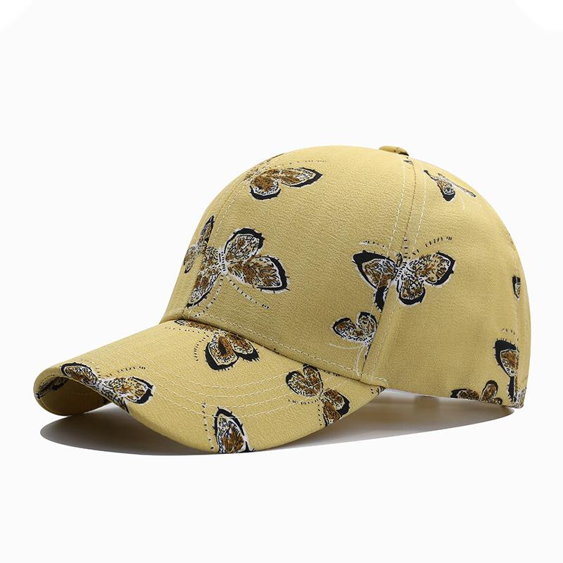 Spring and summer outdoor leisure sunshade baseball cap fashionable women butterfly print cap