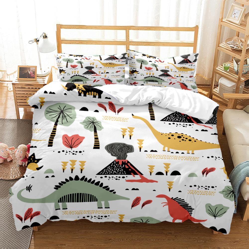 Comforter Cartoon Dinosaur Hd Print Polyester Bedding Setsteens Boy Girl Or Adults For Beds King Size Bedding Set