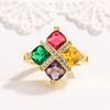 18K Gold Colorful Amethyst Topaz Emerald Ruby Full Diamond Ring For Women Engagement Party Gift Jewelry