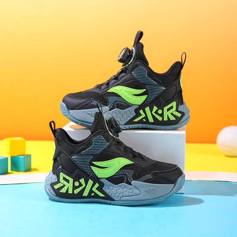 Children's Shoes 2025 Spring and Autumn Children's Sports Shoes Youth Mesh Breathable Lightweight Soft-soled Basketball Shoes