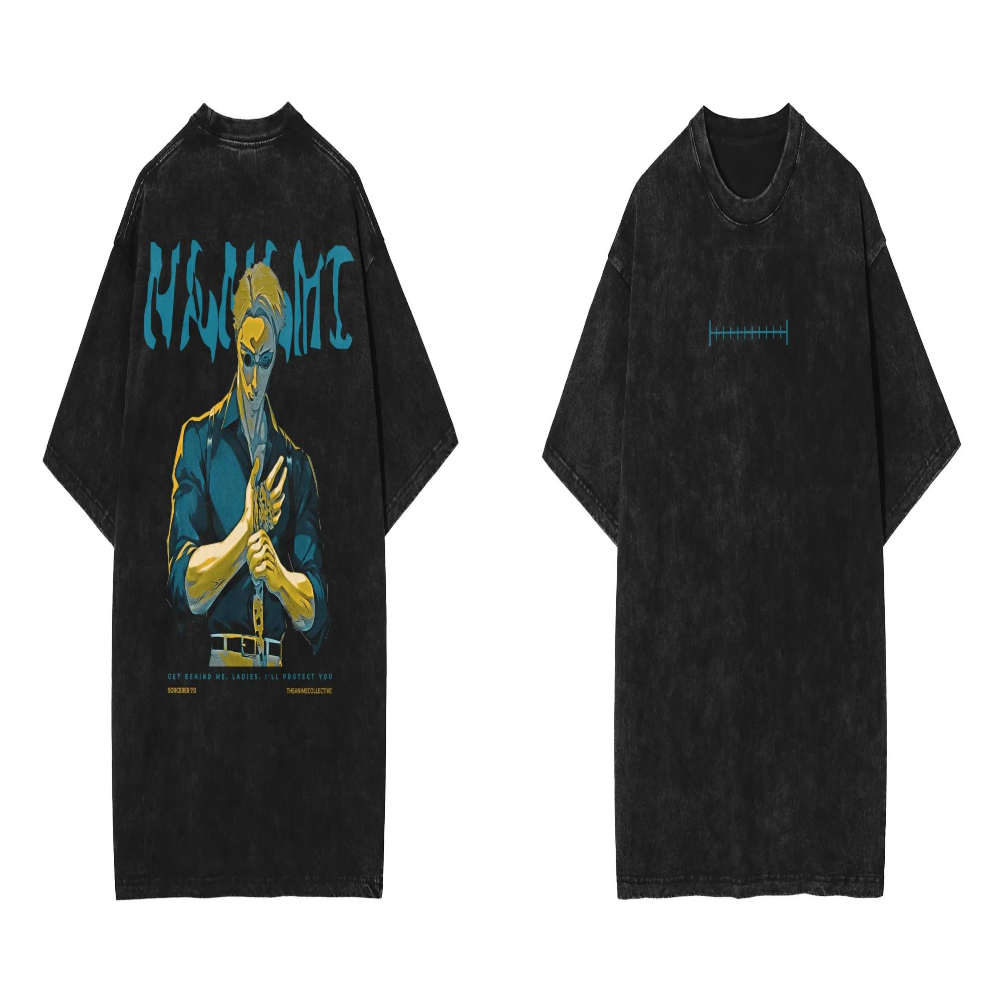 

Harajuku Anime Jujutsu Kaisen Nanami Kento Print Tee Men Washed Cotton T-shirts Manga Oversized Tshirt Male Vintage T Shirt XXL чёрный