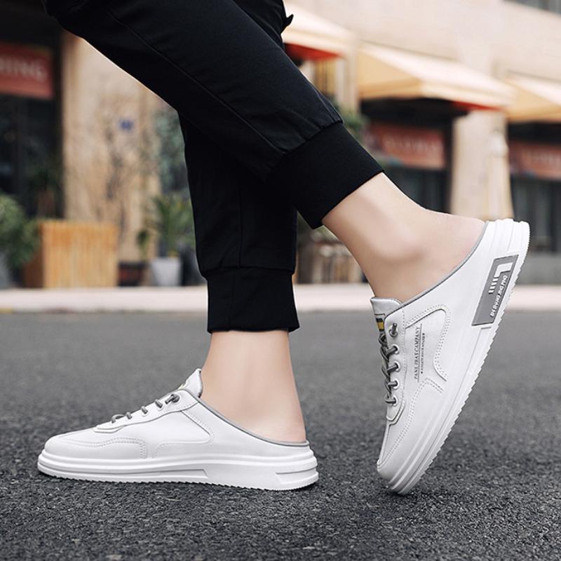 Letní pánské ležérní ploché boty Prodyšné módní pánské poloviční pantofle Venkovní plátěné boty Měkká podrážka Černé sandály