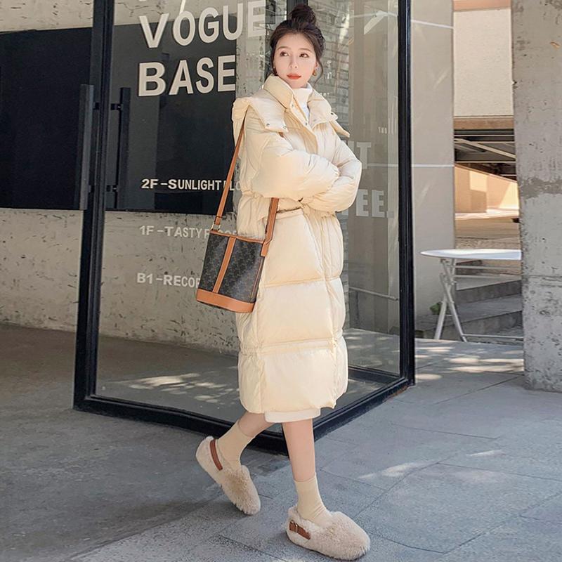 Yaya Women's Winter Mid-Length Waist-Cinched Hooded Duck Down Puffer Coat