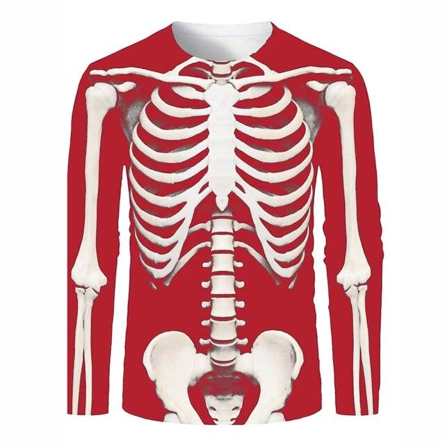 Bărbați Stradă Vintage Top supradimensionat Decolteu cu mânecă lungă Îmbrăcăminte Tendință Imprimată 3D Craniu Model Moda cu mânecă lungă Mărimea S-6Xl