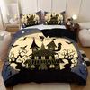 Halloween Theme Bedding Set 3D Printed Duvet Cover Set Skin-Friendly Single Double Size Halloween Decor Duvet Cover Set Gifts